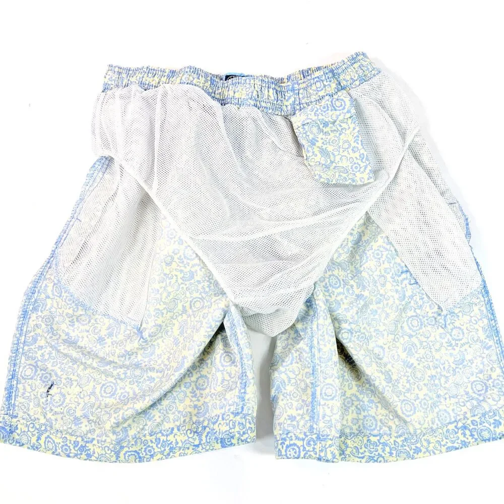 Exist Swim Mens Large Board Shorts Swim Trunks Blue Floral Print Mesh‎ Lined